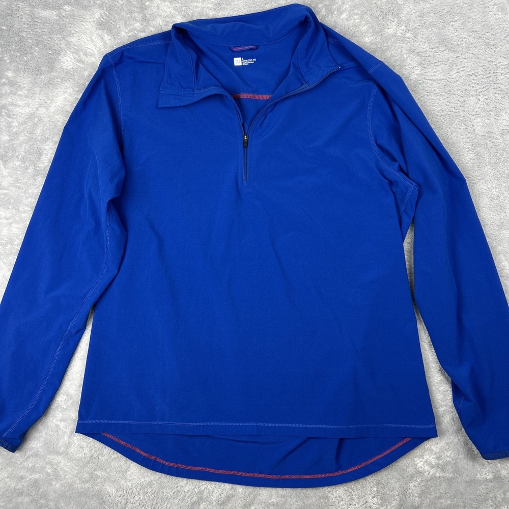 GAP Pullover Mens Large‎ Blue Athletic Fit Long Sleeve 1/4 Zip Golf Spring
